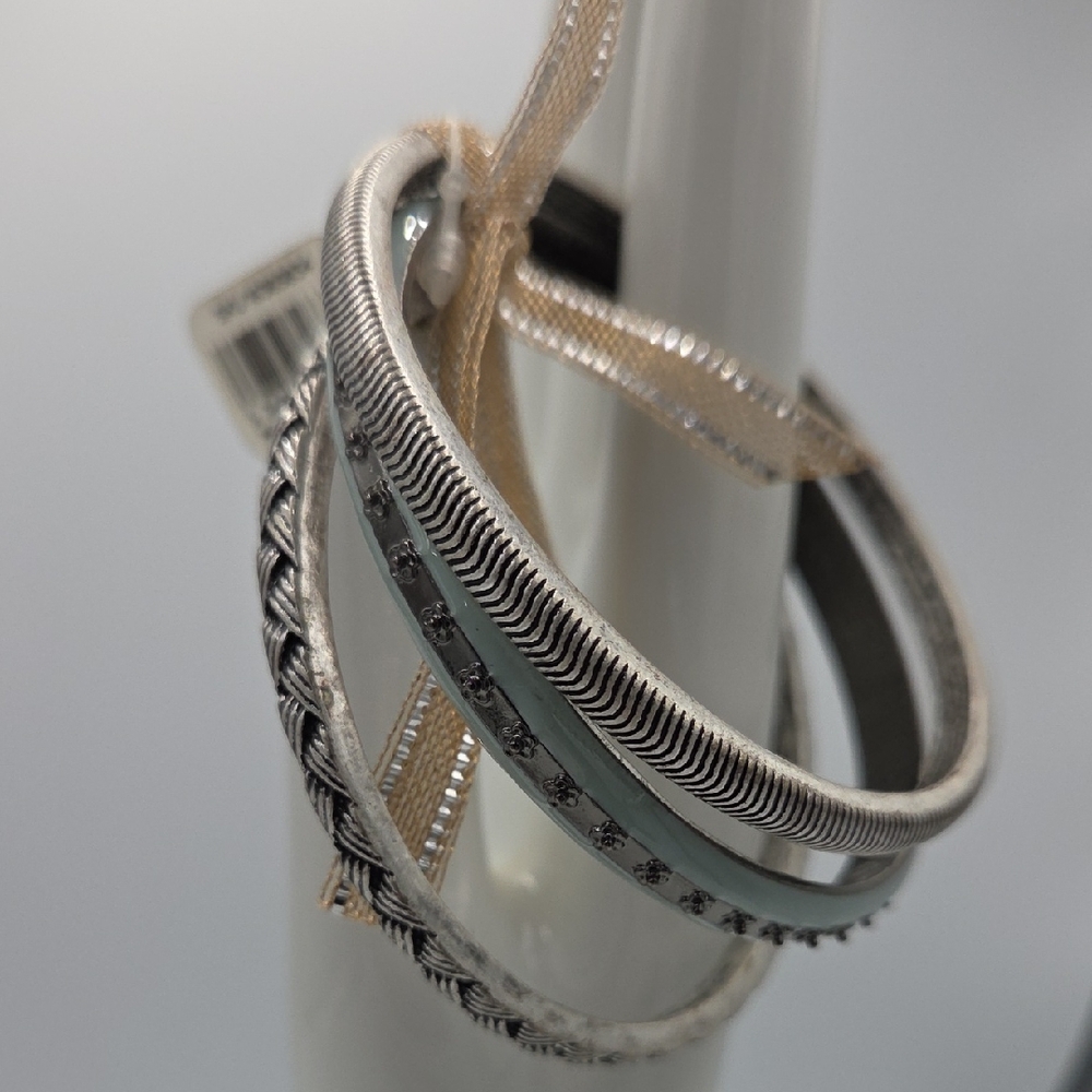 LOFT Silver and Gray Bangle Set